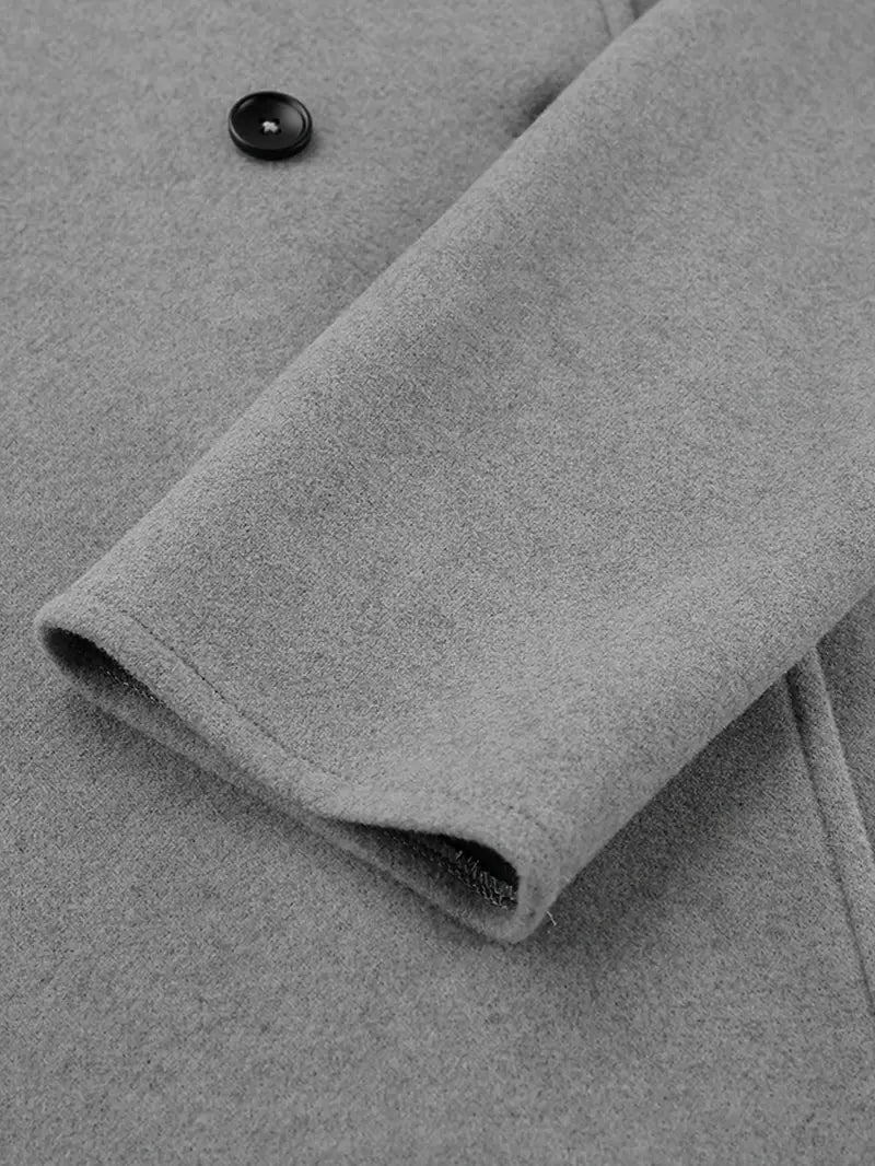 Elegant dobbeltradet beige jakke for kvinner – Vintage V-hals,