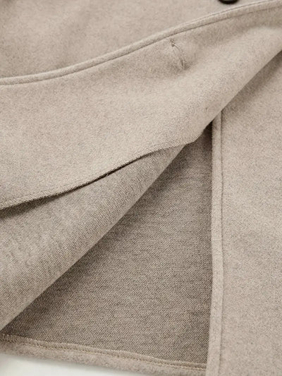 Elegant dobbeltradet beige jakke for kvinner – Vintage V-hals,