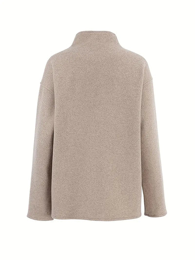 Elegant dobbeltradet beige jakke for kvinner – Vintage V-hals,