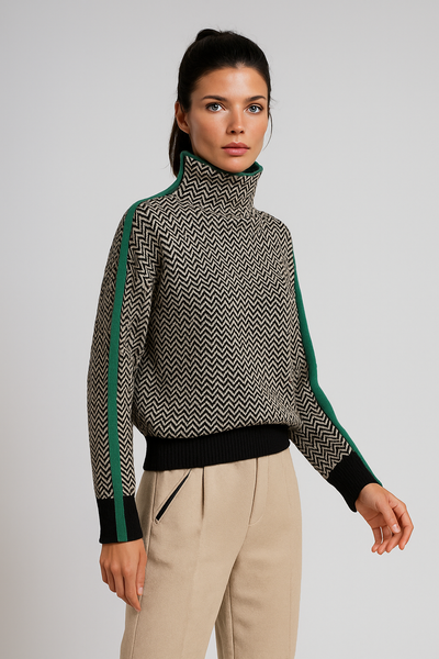 Marieke - Roll neck genser med slående kontraststriper